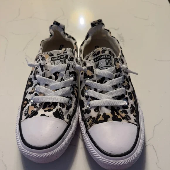 Converse Women's Leopard Print Sneakers - Black and White - Picture 2 of 3